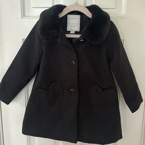 Gymboree | faux fur collar pea coat black